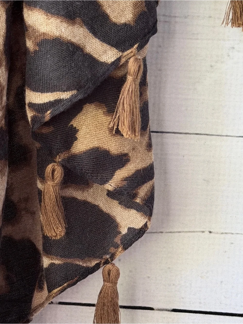 Leopard Print Tassel Scarf